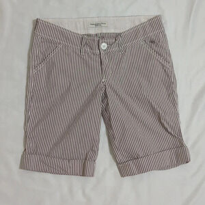 Abercrombie & Fitch Cuffed Bermuda Shorts, Color Cream/Brown/Pink, Size 4